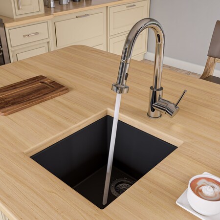 Black 17 Undermount Rectangular Granite Composite Kitchen Prep Sink
